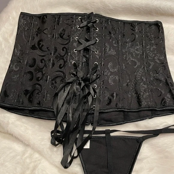 Black Satin Underbust Corset Size Large - Picture 3 of 5